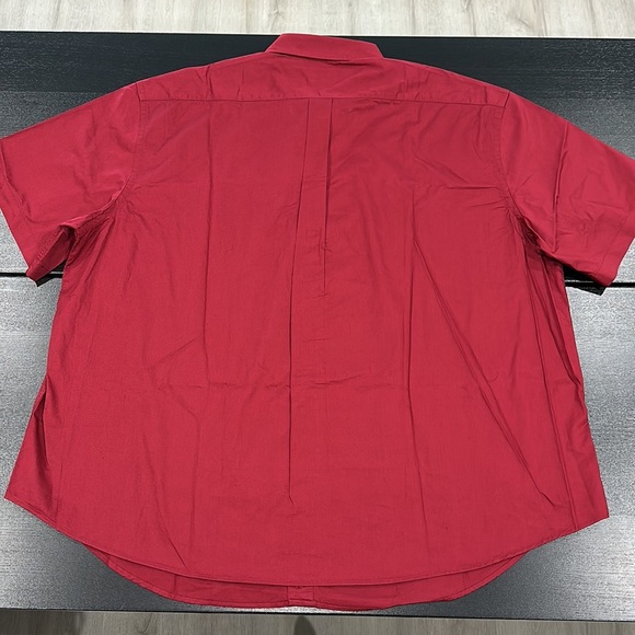 Rochester Mens Cotton Short Sleeve Red Button Up Collared Shirt - 3XB - Picture 2 of 7